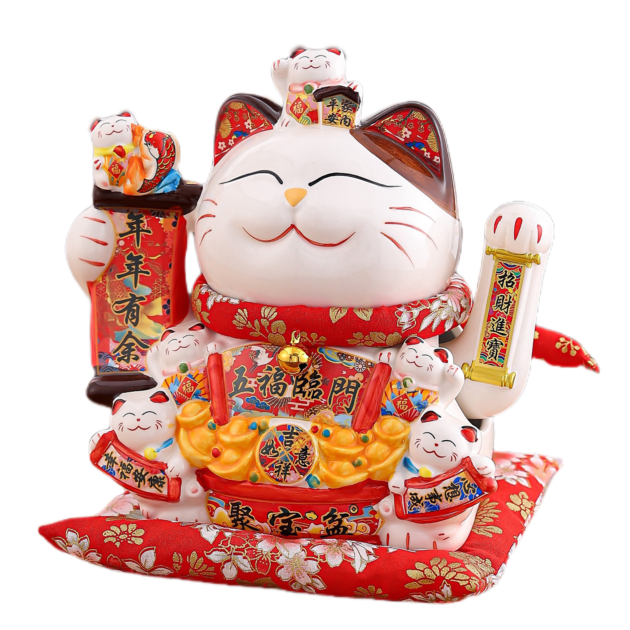 Lucky Cat Decorative Ornament with Automatic Hand-Wave for Office & Home Prosperity Symbol Wave-Shaking Fortune Feline Statuette