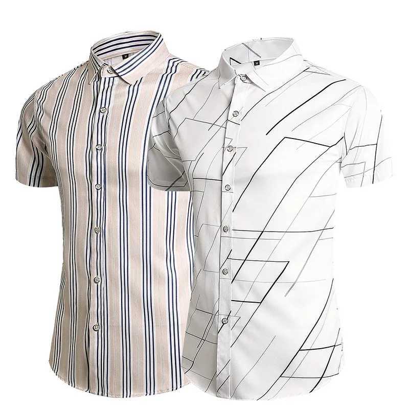 Summer new mens short-sleeved shirt urban fashion casual large size short sleeve Asian size M-7XL W250627