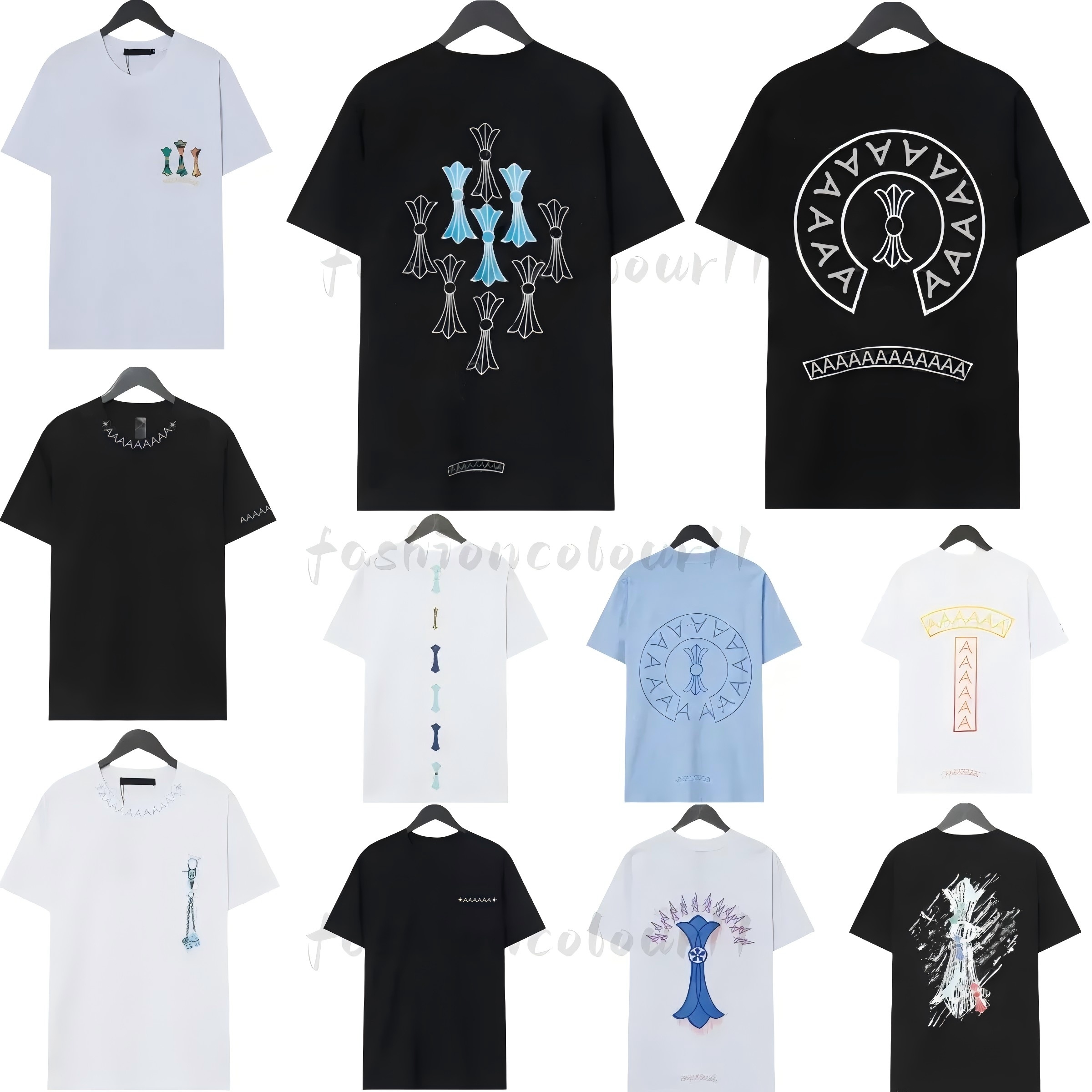 Chrome T Shirt Higher Quality Sanskrit Embroidery T-shirt New Mens Designer Fashion Crome Shirt High Quality Brand Short Sleeves Tops T Shirts Shirt Sanskrit Cross US