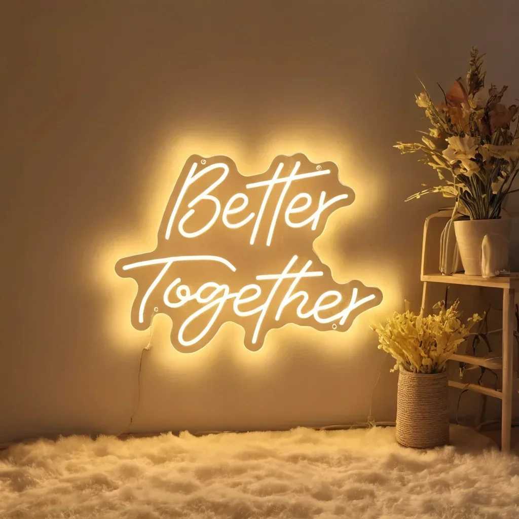 Neon Sign Better Together Wedding Decorations Lights Bedroom Anniversary Engagement Neon LED Sign Aesthetics Room DecorationsXJ250626