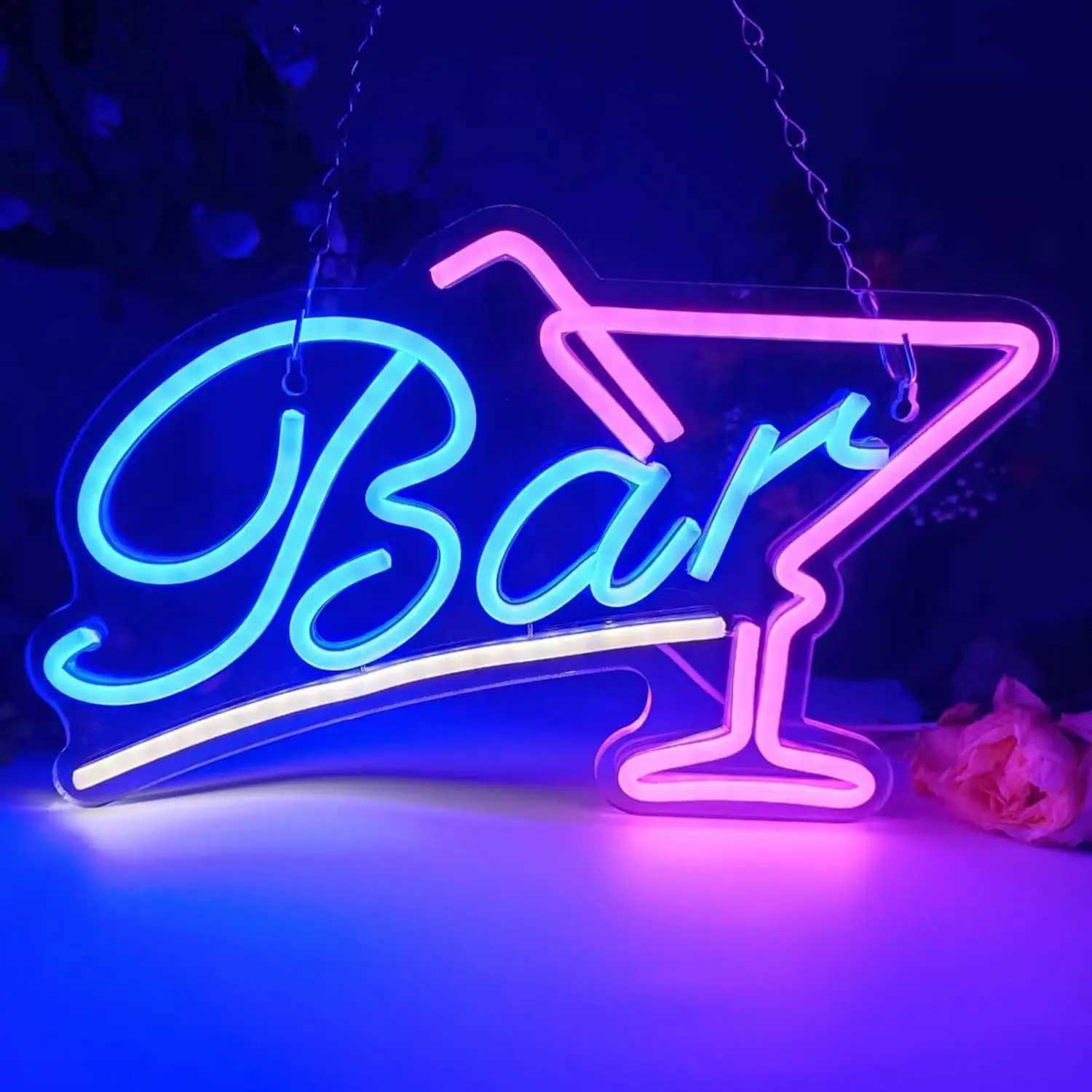 Bar Neon Sign LED Bar Sign Neon Light USB Powered 14.96x9.06 Inches Bar Decoration for Home Bistro Party Club Wall Decoration XJ250626