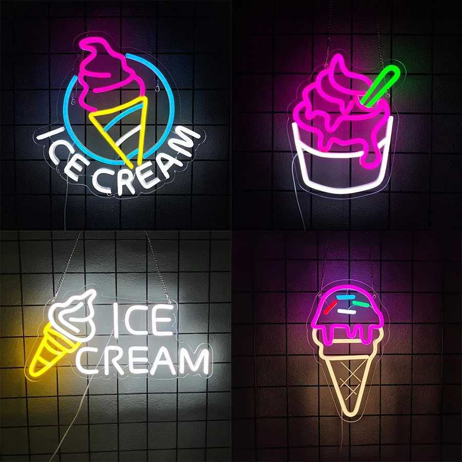 Ice Cream Neon Sign For Wall Decor LED Neon Light For Party Bedroom Birthday Christmas Decor Restaurant Dessert Shop Shop Window XJ250626