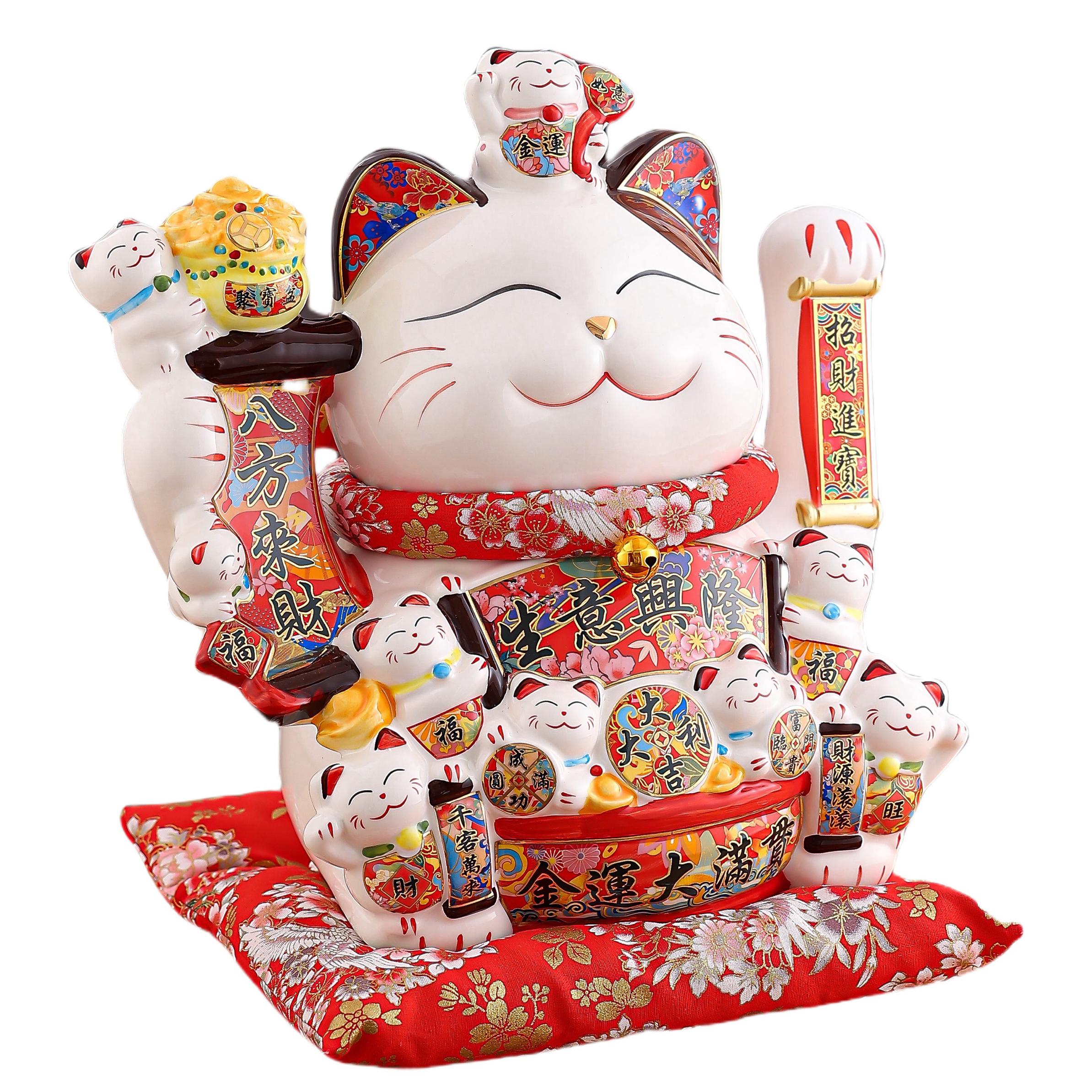 Cat Opening Shaker Ornament with Automatic Wave Motion - Front Desk Gift Decoration Wealth-Creating Handshake Cats