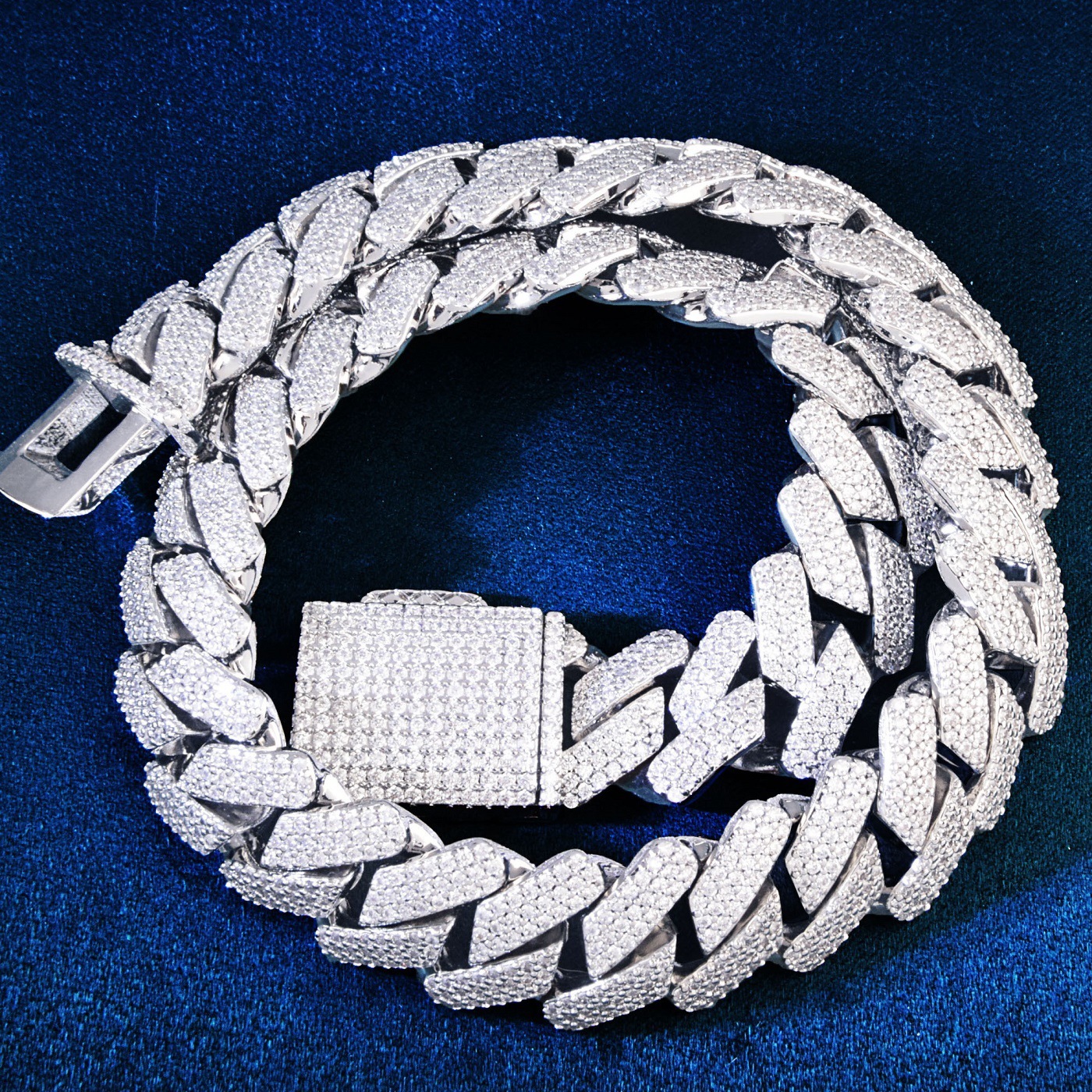 Luxury Gold Plated VVS Moissanite Iced Out Hip Hop Rhombus Cuban Chain Men's Versatile Edgy Bling Necklace Passes the Diamond Tester