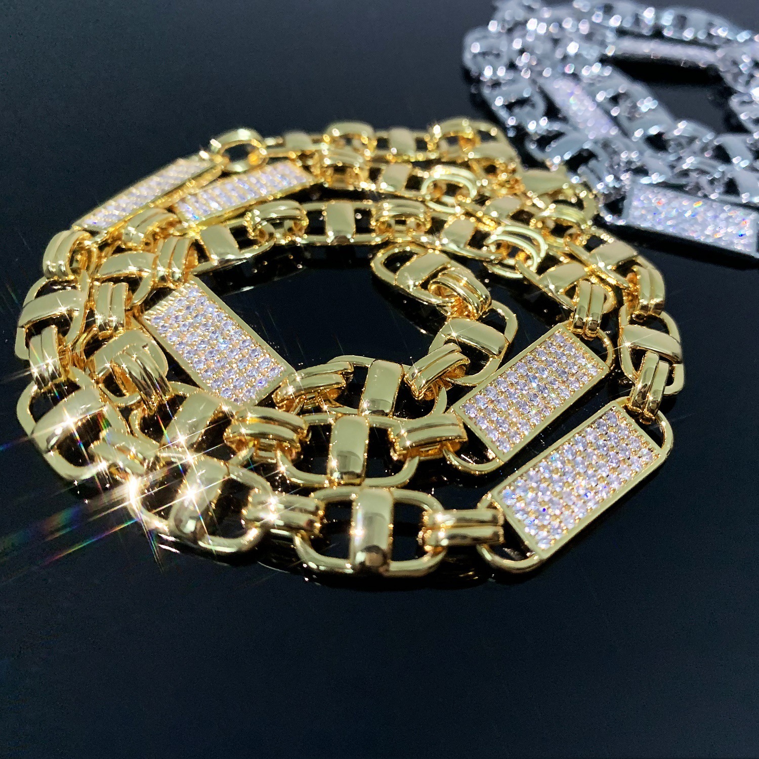 New Release Luxury Moissanite Iced Out Hip Hop 8mm Square Chain Bling High-Quality Multi-Size Statement Necklace Pass the diamond tester