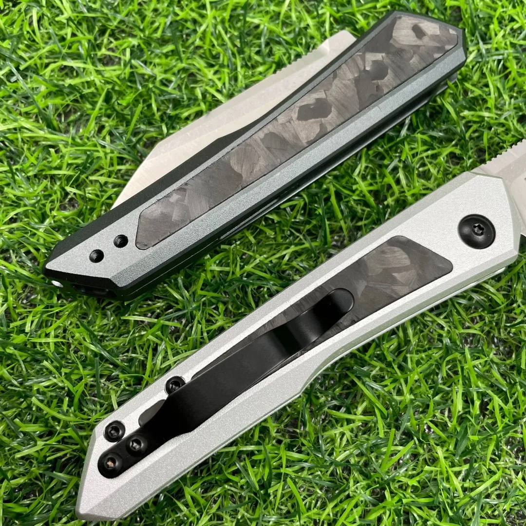 KS 7050 Launch 20 knife Pocket Folding knives D2 Blade T6 Aluminum Embedded with Carbon Fiber Handle Defensive Knife for Outdoor Hunting Tactical Comb