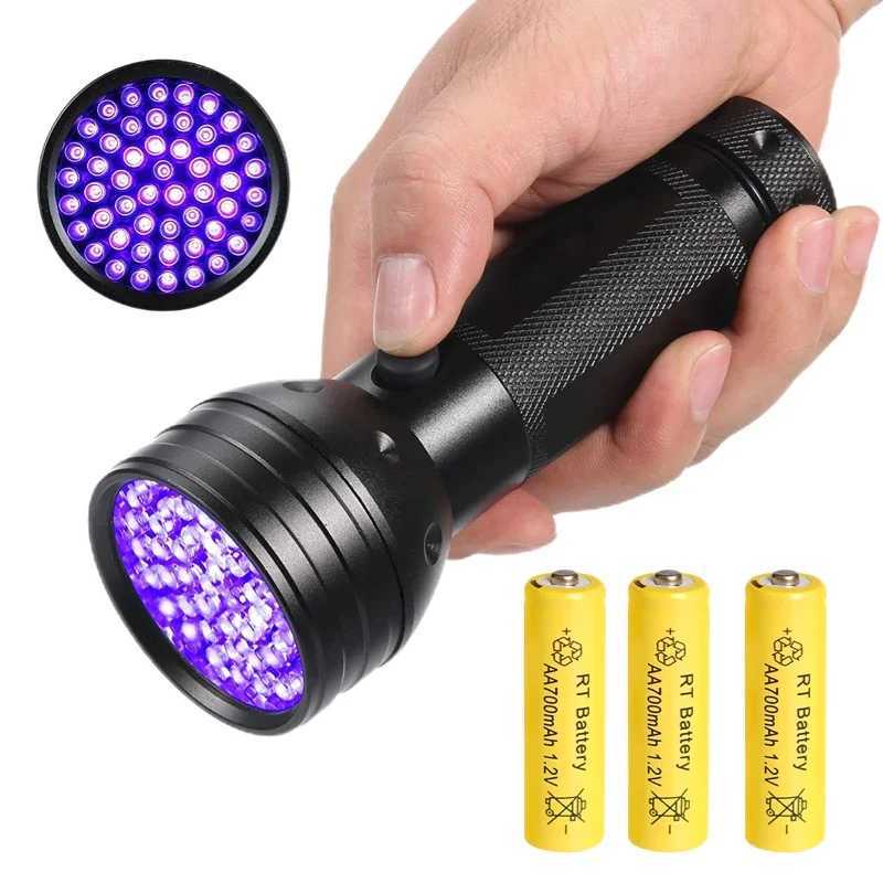 21/51/100 LED UV Flashlight Black Light with AA/AAA Battery Portable Ultraviolet Torch for Pet Urine Detection Hotel Inspection W250701