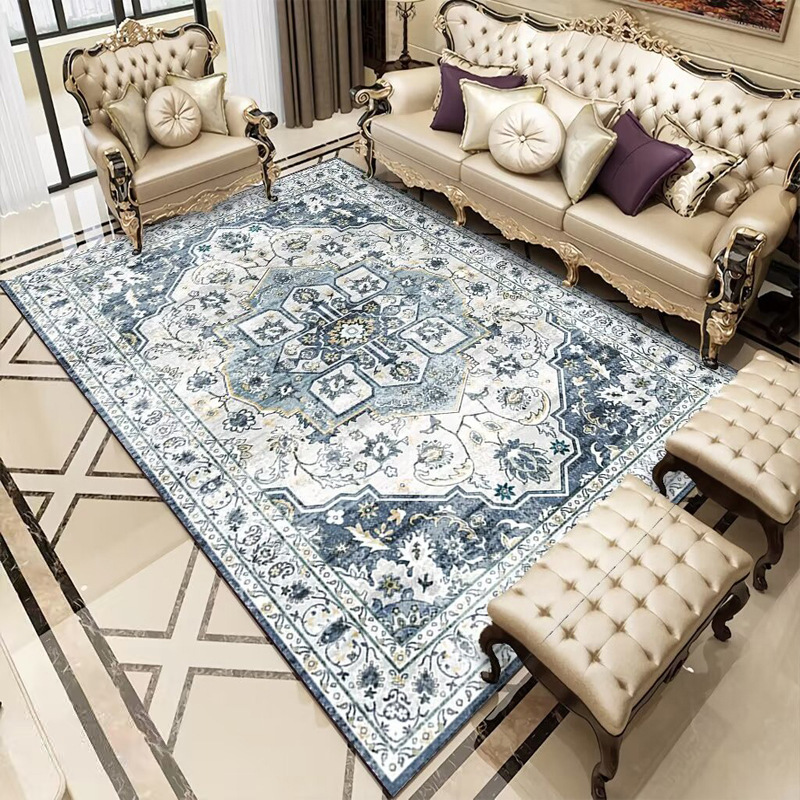 VIKAMA Amazon Persian Style Living Room Loop Pile Rug Nomadic Moroccan Style Bedroom Sofa Non-Slip Wear Resistant Dirty Resistant Rugs Home Decoration