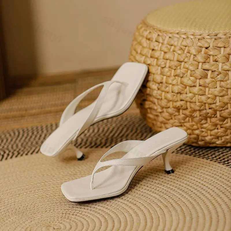 Women Five Clip High-heeled Slippers Casual Footwear Slides Ladies Square Toe Fion 2025 Summer Flip Flops Y250627