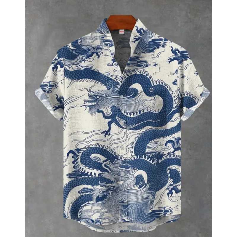 Summer Fashion Mens Linen Short Sleeve Shirt Retro Animal Tiger Print Street Casual Daily Mens Shirt Top Hawaiian Shirt Men W250627