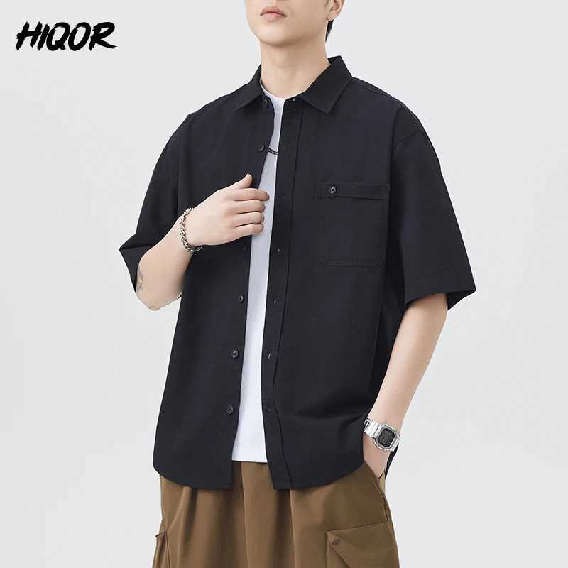 Japanese Thin Breathable Men Short-sleeved Shirt for Summer New Solid Color Lapel Short Sleeved Cardigan Business Casual Shirts W250627