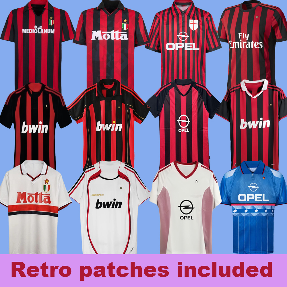 06/07 Kaka Pirlo Retro Soccer Jerseys Maldini Gullit football shirts Inzaghi Ibrahimovic Nesta Shevcheko Ronaldinho Vintage Kit Balotelli Pato Weah miLanjerseys