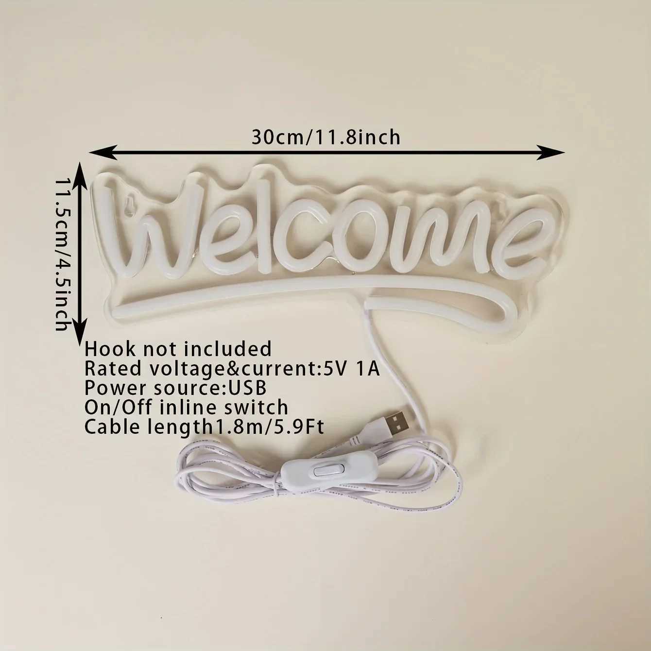 1pc Welcome Shape Back Plate Neon Sign Light Wall Party Bedroom Game Room Sports Festival 5V USB Powered XJ250626
