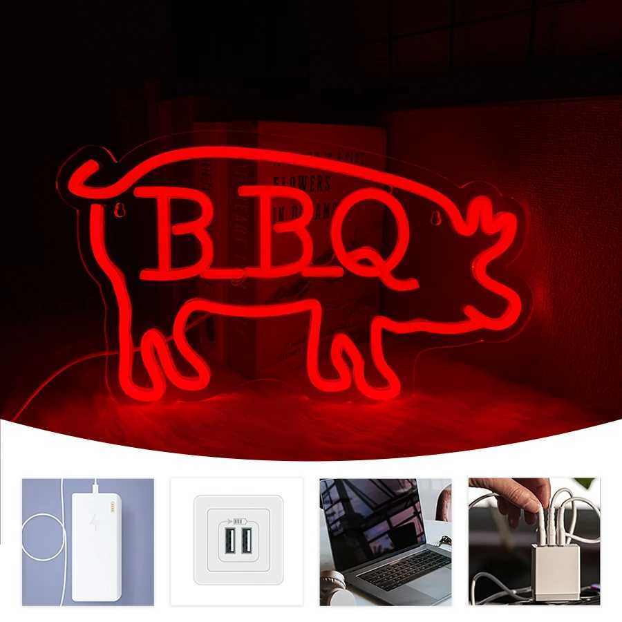 BBQ Neon Sign for Party Decor Summer Barbecue Holidays Party Supplies LED Sign for BBQ Shop Restaurant USB Powered XJ250626