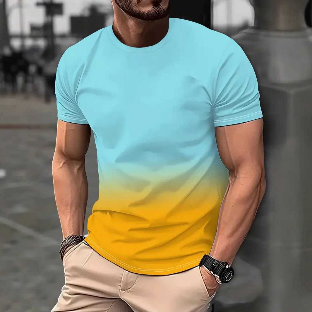 2025 Mens Crew O-Neck T-shirt Summer Street Mens 3D Stripe Print Short-sleeved Tees Casual Daily Male T Shirts Clothing W250627