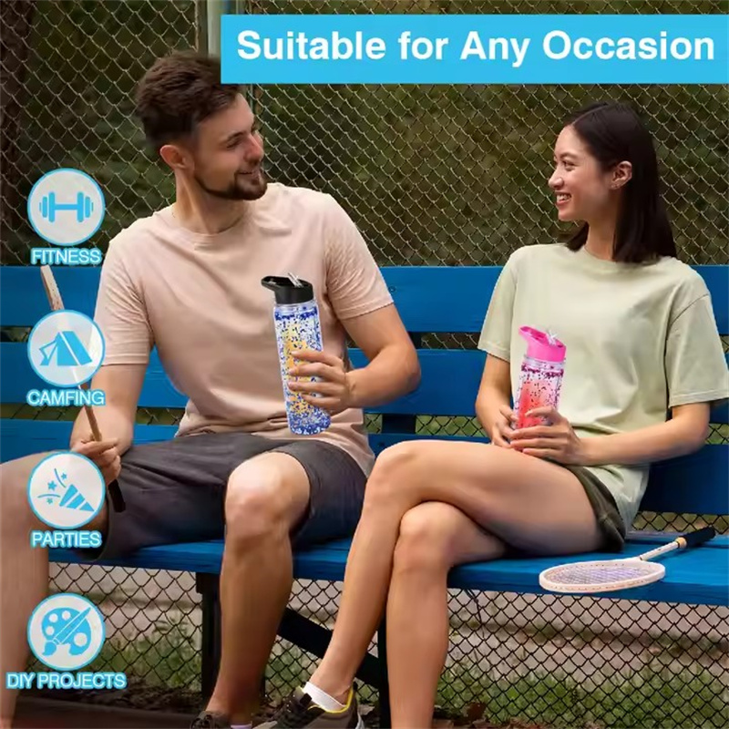 500ml 17oz Snow Globe Plastic Cups Double Wall Acrylic Tumbler Pre Drilled Water Bottle With Flip Lids & Hole Stopper For Glitter And UV DTF Wraps