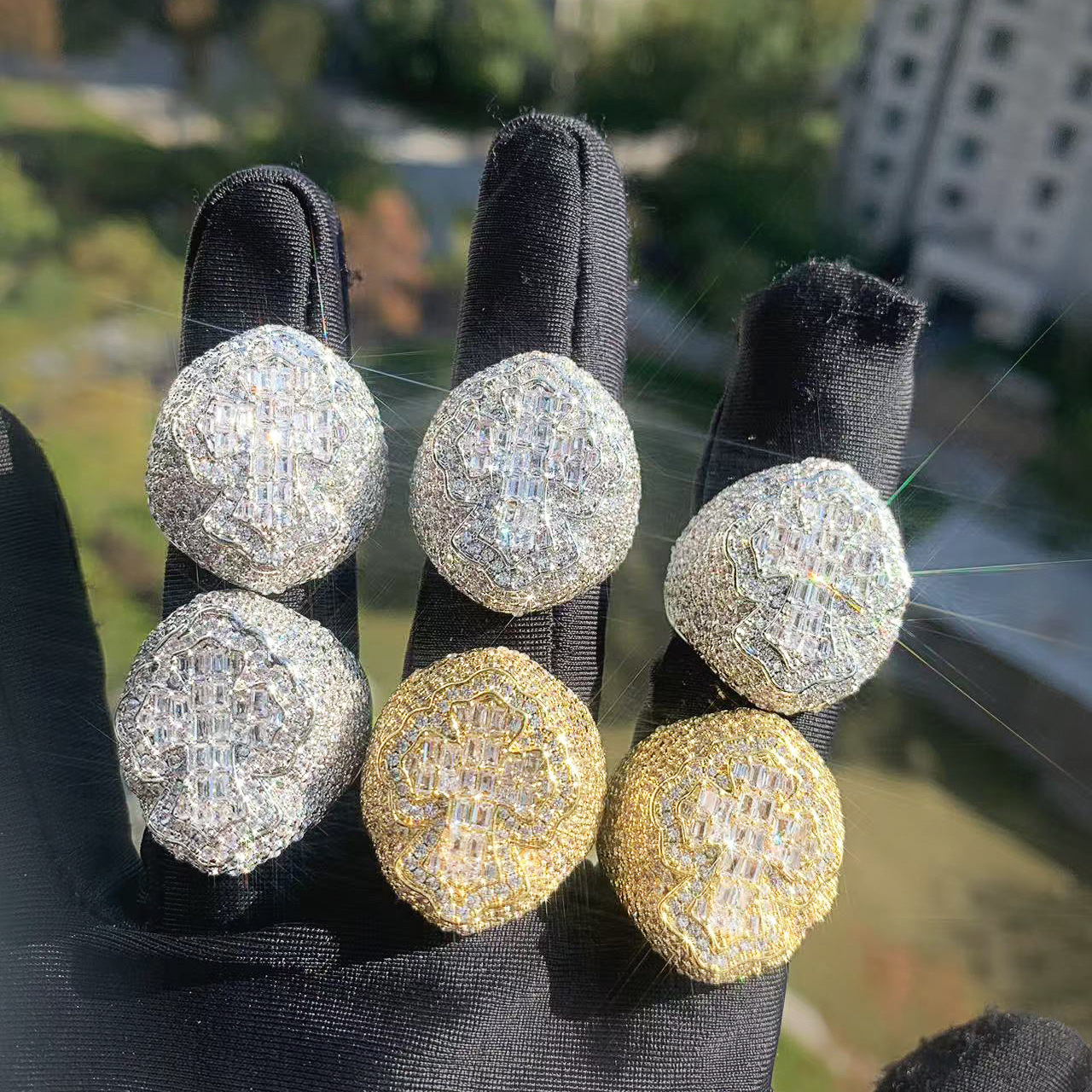 Bestselling New Release Hip Hop Iced Out Cross Ring VVS Moissanite Bling Luxury Jewelry Passes the Diamond Tester