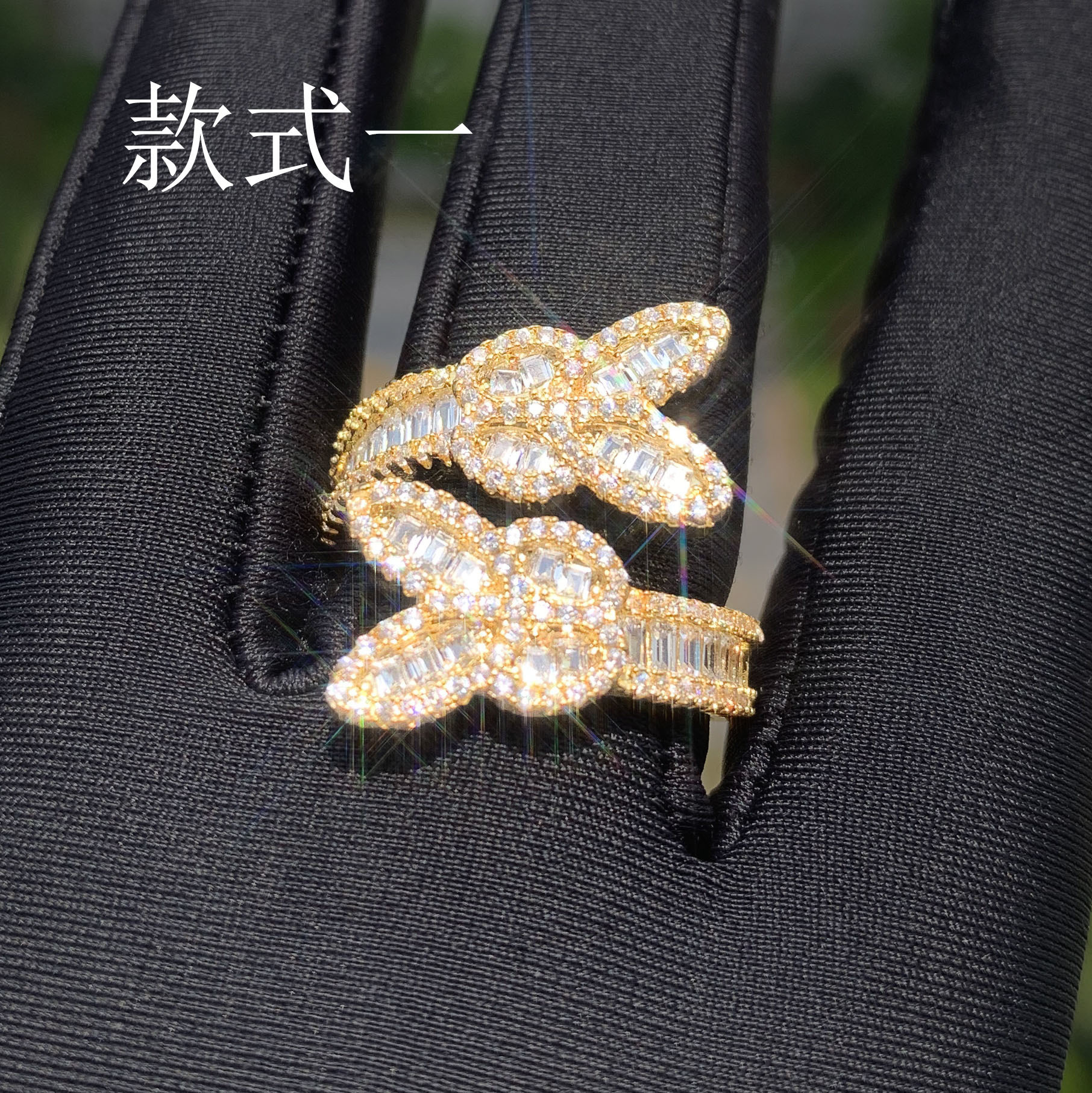 New Release Luxury VVS Moissanite Iced Out Hip Hop Streetwear Twin Butterflies Couple Ring Edgy Bling Premium Jewelry Passes the Diamond Tester