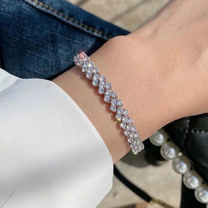Roman Rhinestone Bracelet for Women Crystal Zircon Chain Bracelets Bangle Bridal Jewelry Accessories 250626