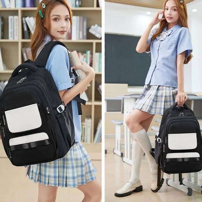 Q1QA Spacious Teen School Casual Rucksack with Organized Compartments Book Bag Laptop Backpack for Daily Use