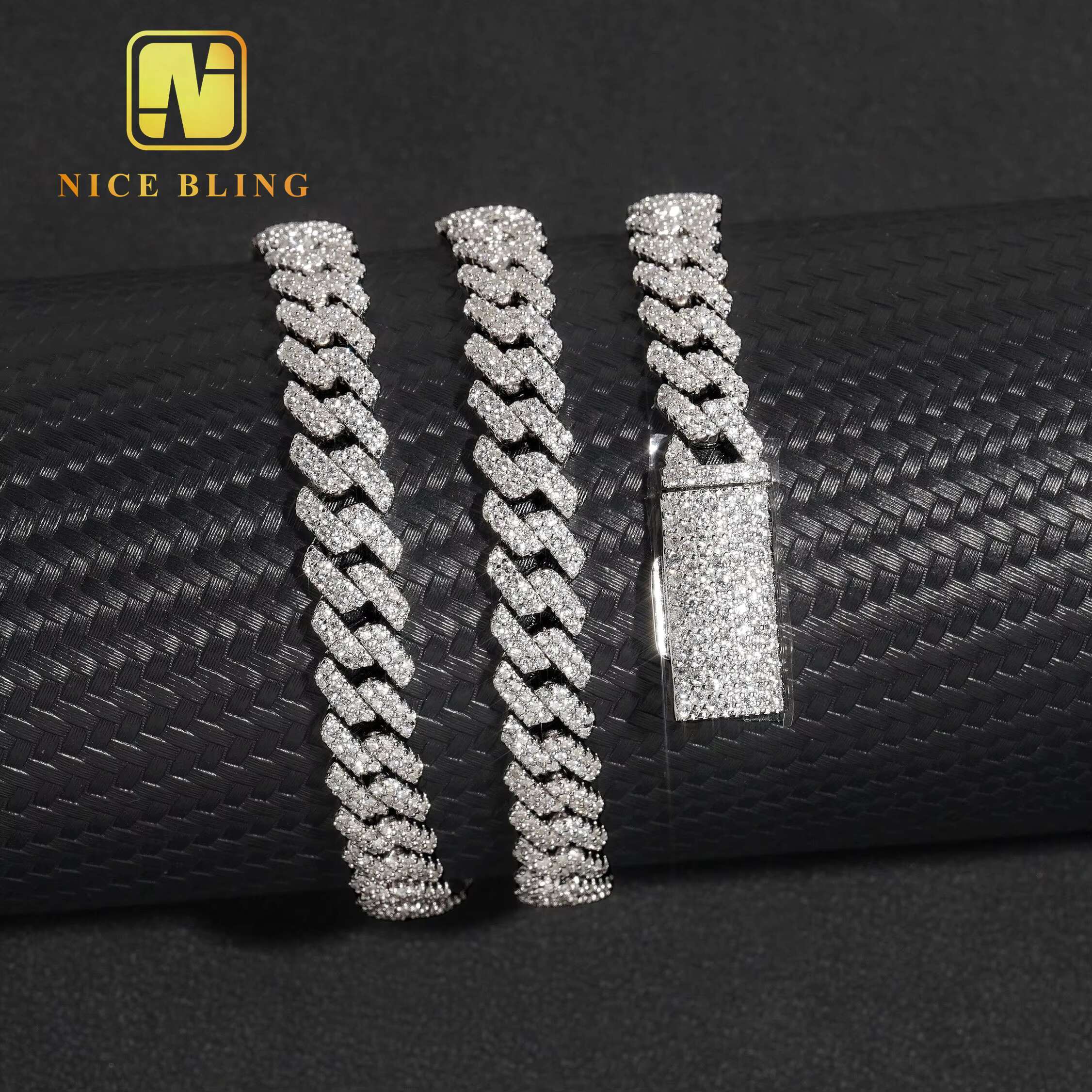 Stocks Hot Selling 8MM 925 Sterling Silver Gold Plated New Arrivals Hip Hop VVS D Color Moissanite Cuban Link Chain