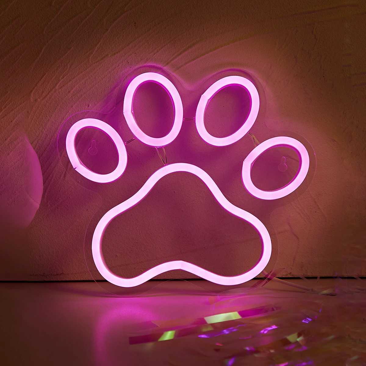 Chi-buy LED Neon Paw USB Powered Neon Signs Night Light 3D Wall Art Game Room Bedroom Living Room Decor Lamp Signs XJ250626