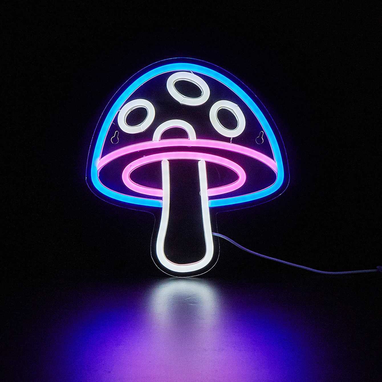 Chi-buy LED Neon Mushroom USB Powered Neon Signs Decor Lamp Signs Birthday Gift Wall Art For Bedroom Room Bar Shop XJ250626