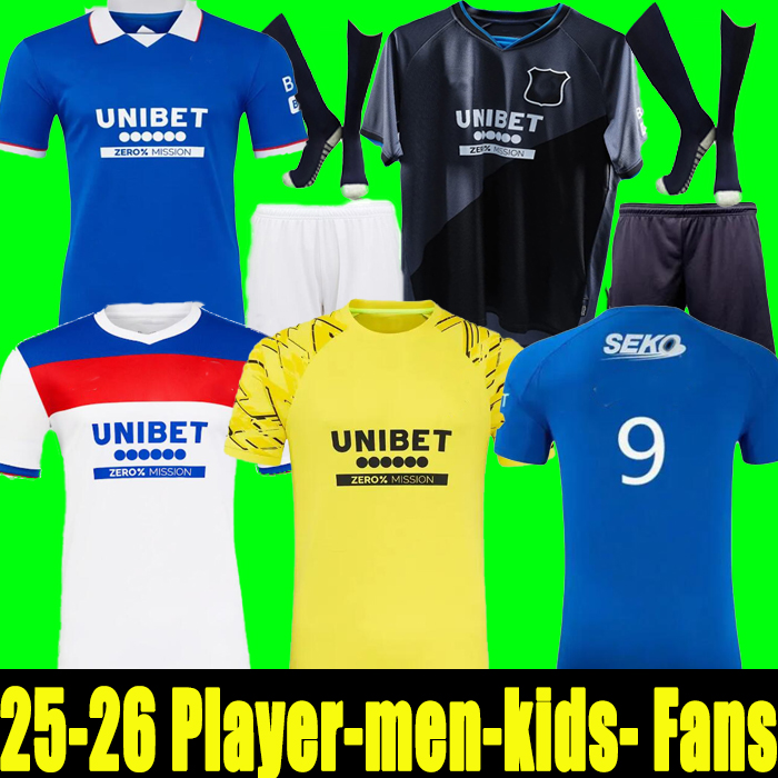 25 26 RangerES Soccer Jerseys 2025 home shirt away Glasgow COLAK ROOFE LUNDSTRAM HAGI BARKER MORELOS TAVERNIER KENT TILLMAN 3RD Football man kids kit S-2XL 55