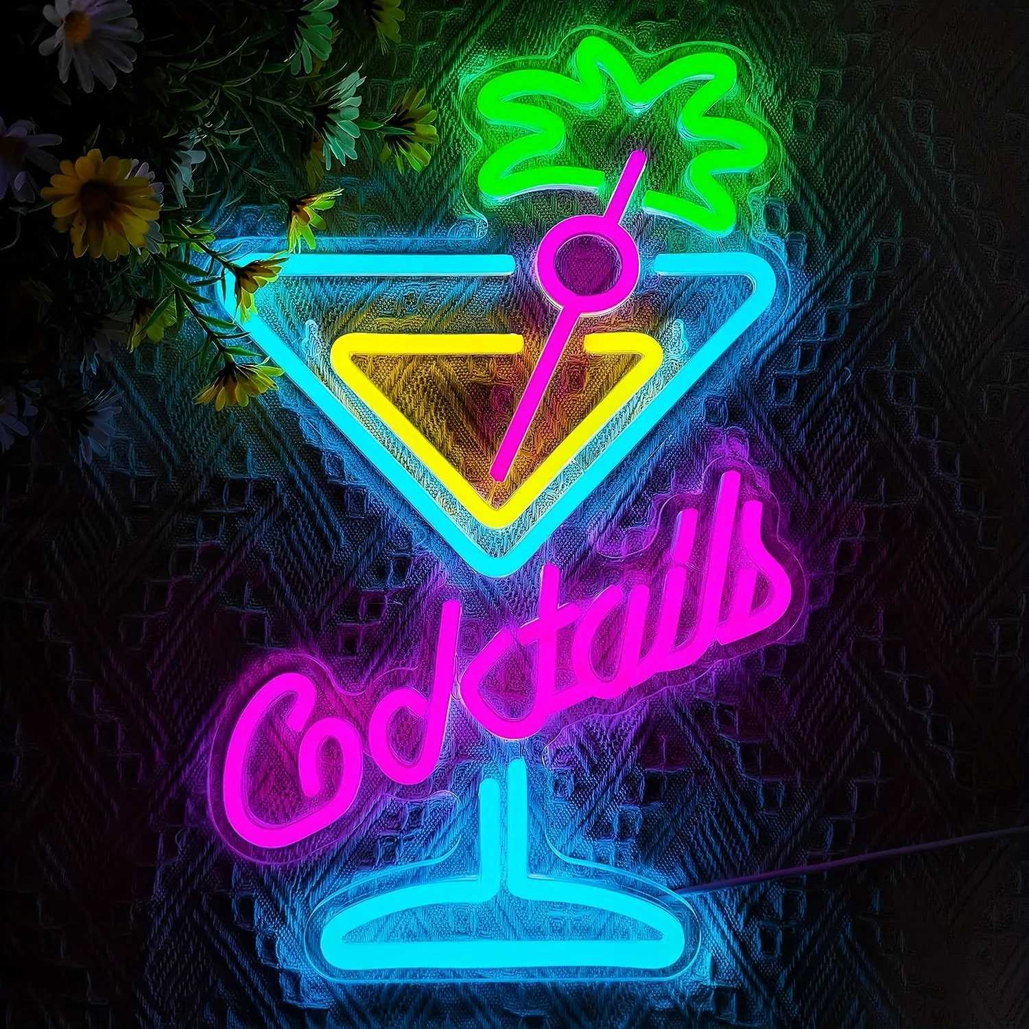 Vibrant Multi-Color Cocktail Neon Light - LED Art Wall Light Perfect for Beer Bar Party Cocktail Bar Nightclub Decoration XJ250626