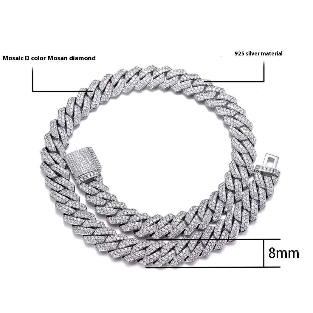 Custom S925 Silver Cuban Chain 8mm-14mm Fully Moissanite Necklace Diamond Necklaces