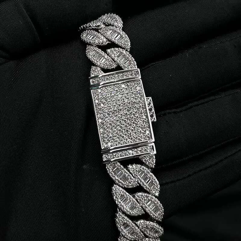 TOP HOT Hight Quality Great Service Custom Jewelry Moissanite Cuban Link Chain 925 Sterling Silver Hip Hop Rapper Favor