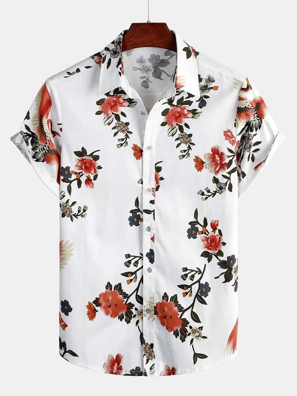 Mens Hawaiian Beach Shirts Plant Printed Summer Casual Short Sleeve Shirts Breathable Short Sleeved Shirt Fashionable Cool Shirt W250627