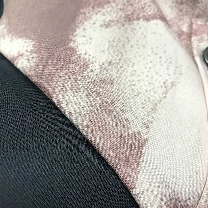 2023 Blue Hand Print Pattern Shirt Short Sleeve Casual Men Shirt Streetwear Summer Camisa Masculina Color Contrast Black Shirt W250627