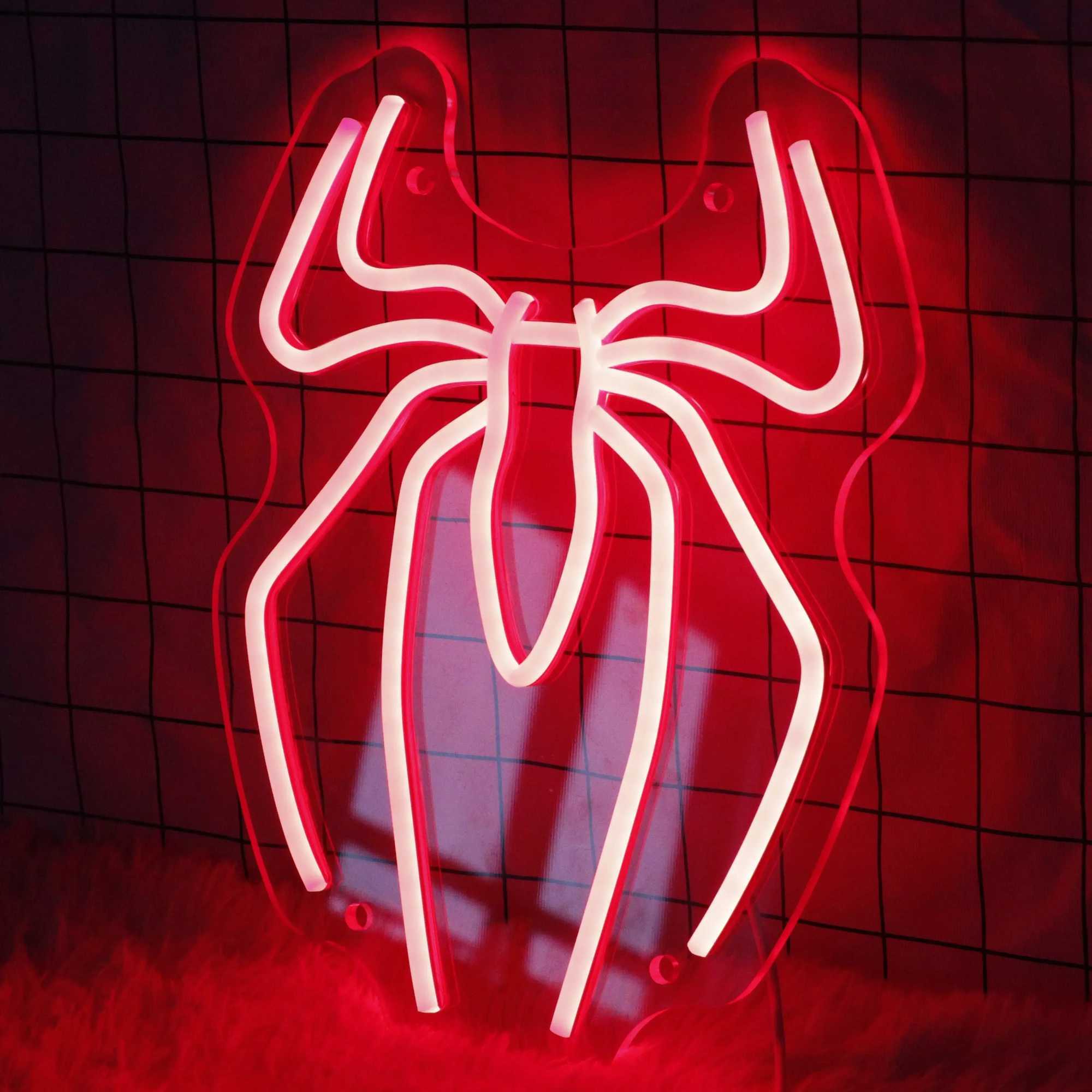 Spider Anime Neon Sign LED Light Up Sign Neon Signs for Game Room Man Cave Bar Kids Bedroom Wall Decor Fun Birthday Gift XJ250626
