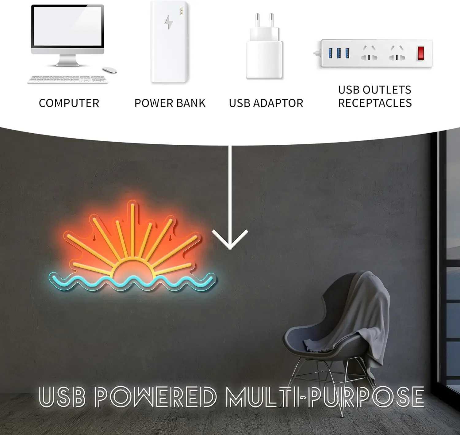 Sunrise Sunset Neon Sign Led Neon Signs Beach Sea Wave Led Neon lights for Living Room Party Bar Decor USB Powered With DimmerXJ250626