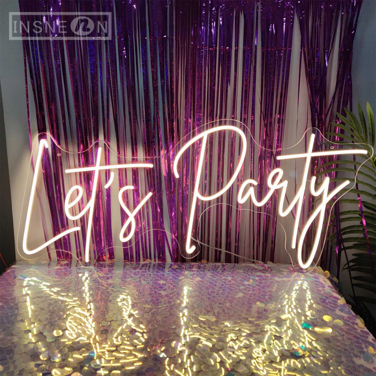 Lets Party Neon Sign LED Lights for Room Wall Wedding Birthday Bachelorette Engagement Art Decoration New Year Christmas DecorXJ250626