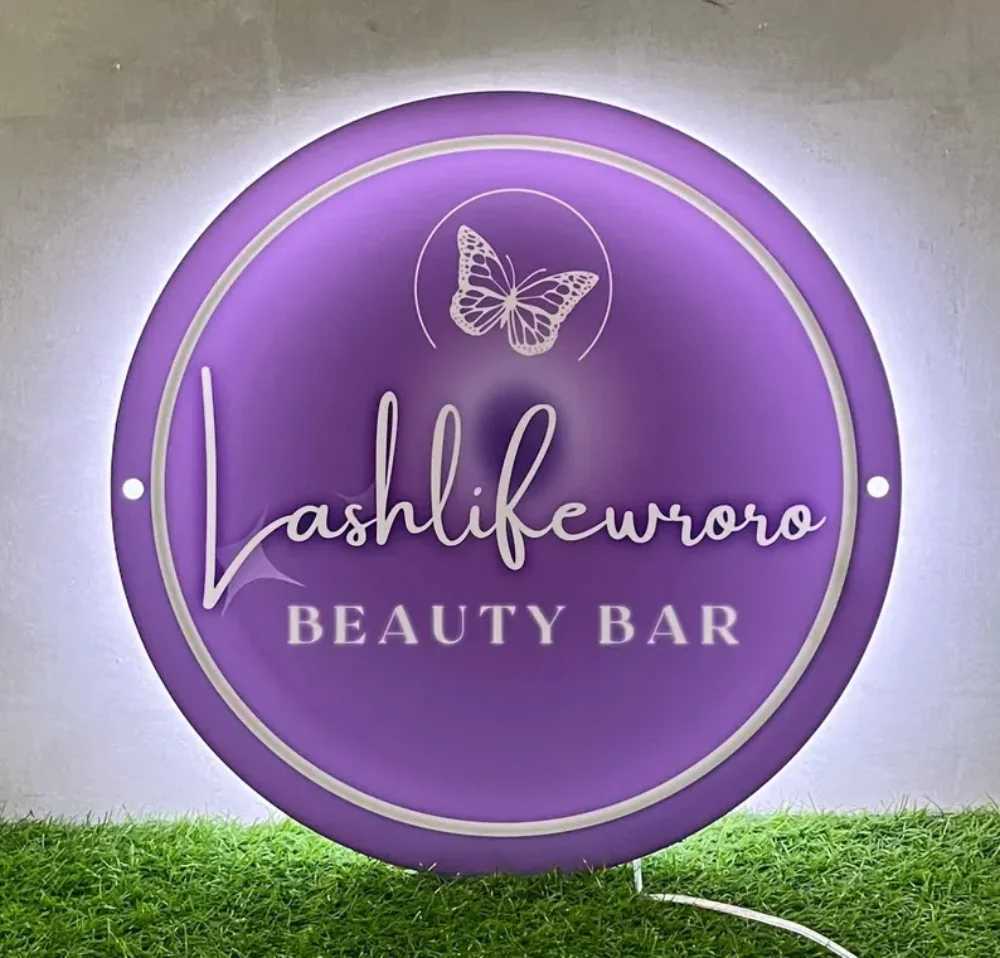 Custom LED Acrylic Sign 3D Metal Beauty Nails Salon Backlit Company Hair Studio Sign Bar LED Neon Light Acrylic SignsXJ250626