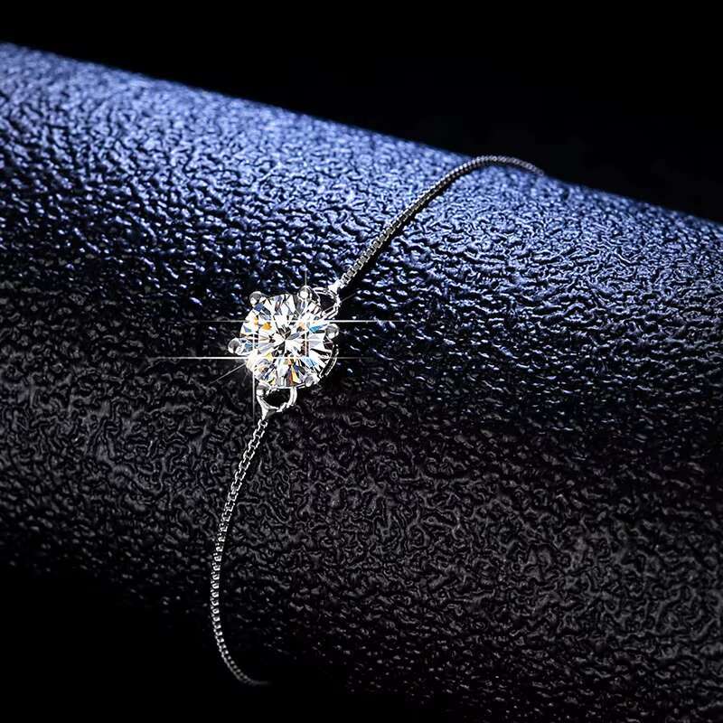 Wholesale S925 Moissanite Diamond Bracelet 1ct round Brilliant Cut Classic Style Fashion Jewelry for Party Gift