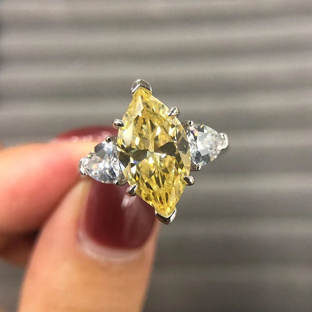 Vinregem Sparkling Citrine High Carbon Diamond Gemstone 100% 925 Sterling Silver Wedding Women Ring Engagement Fine Jewelry Gift 250627