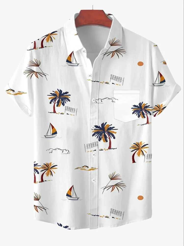 The 2025 Summer Mens Short-sleeved Lemon Print Single-breasted Shirt Is Perfect For Beach Vacation And Casual Wear W250627