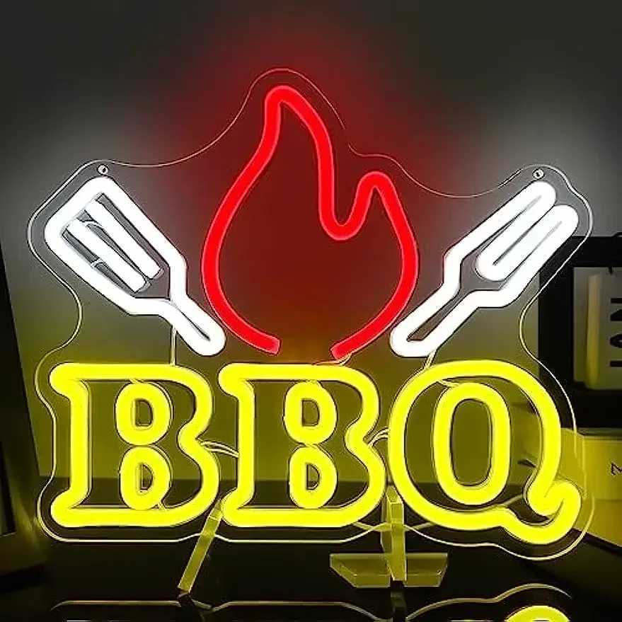 BBQ Neon Signs for Wall Decor Barbecue Neon Lights LED Sign for Barbecue Neon Light Signs for BBQ Shop Restaurant Beer Bar Pub XJ250626