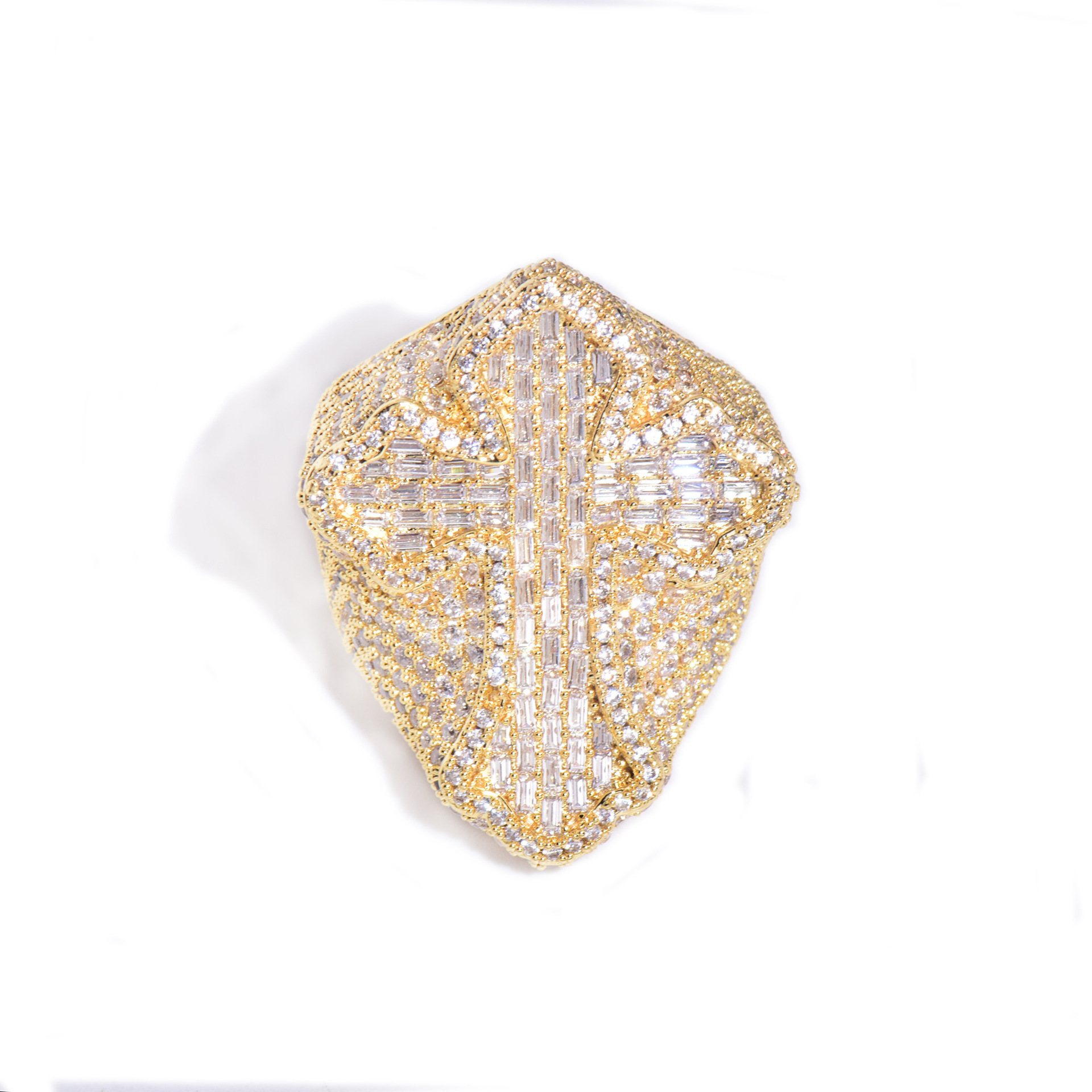 Luxury VVS Moissanite Iced Out Hip Hop Cross Ring Edgy Men's Bling Statement Jewelry Passes the Diamond Tester