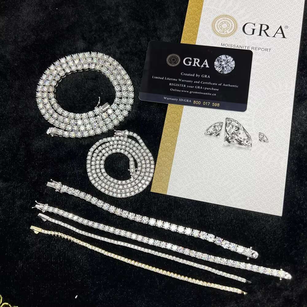 Ready to Ship Bulk Stock Top Quality Wholesale Price 3mm 4mm 5mm 6.5mm 925 Silver Bracelet Necklace Moissanite Tennis Chain