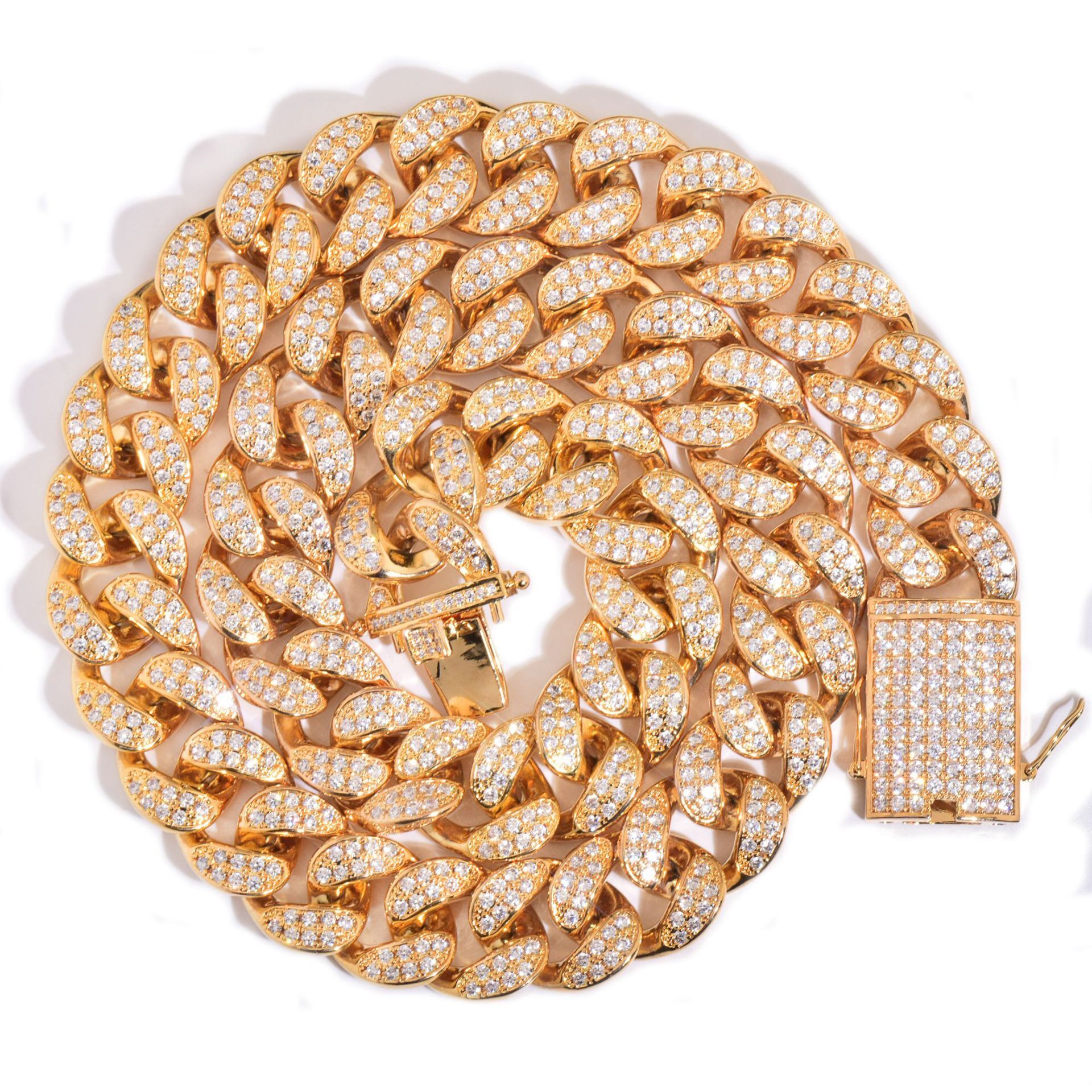 20mm Luxury VVS Moissanite Iced Out Miami Cuban Link Chain Hip Hop Bling Rap Statement Necklace Pass the diamond tester