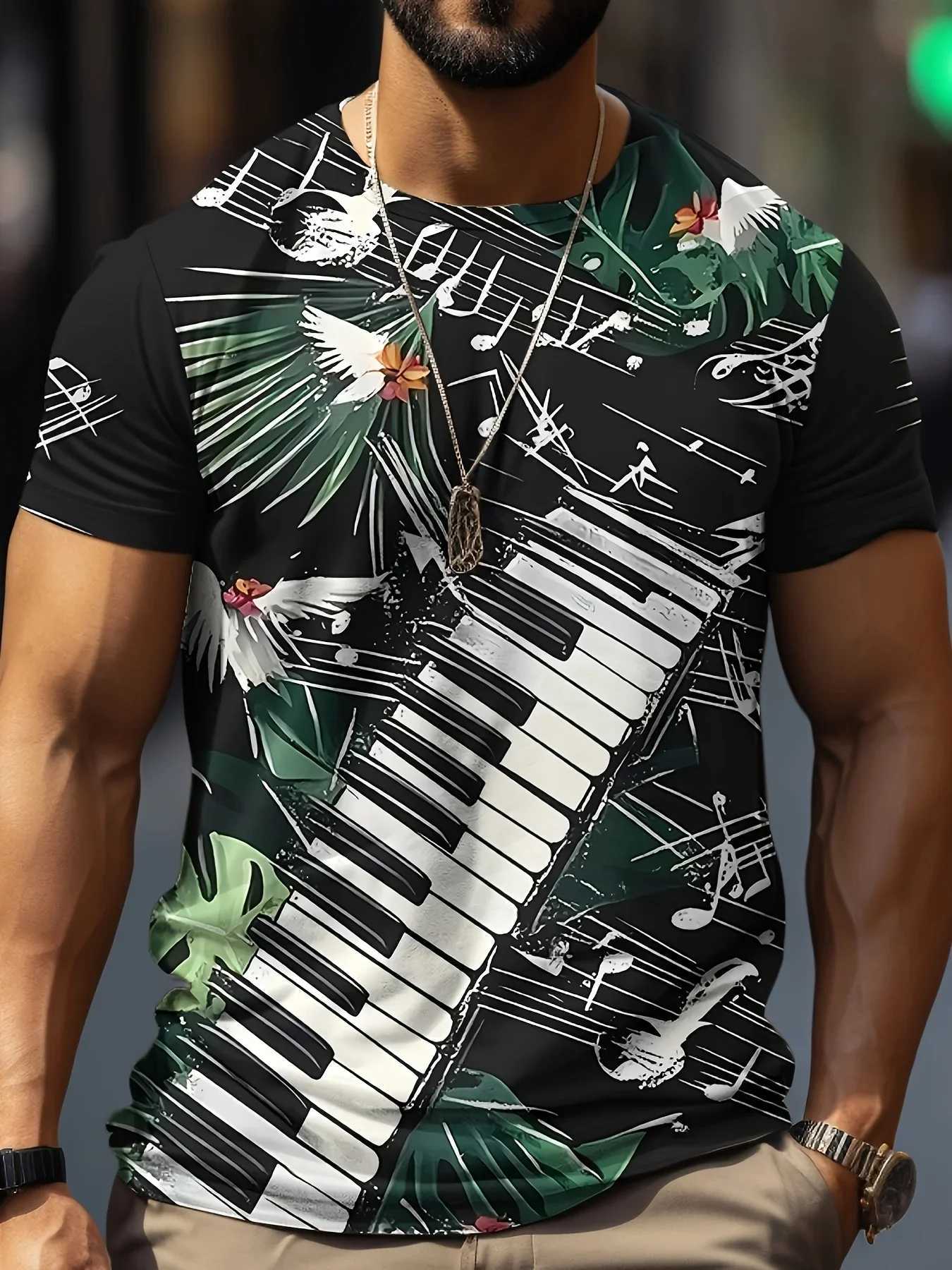 2025 Summer Leisure Vacation Seaside Coconut Tree T-shirt Mens Fashion Quick Dry Casual Trendy Round Neck T-shirt W250627