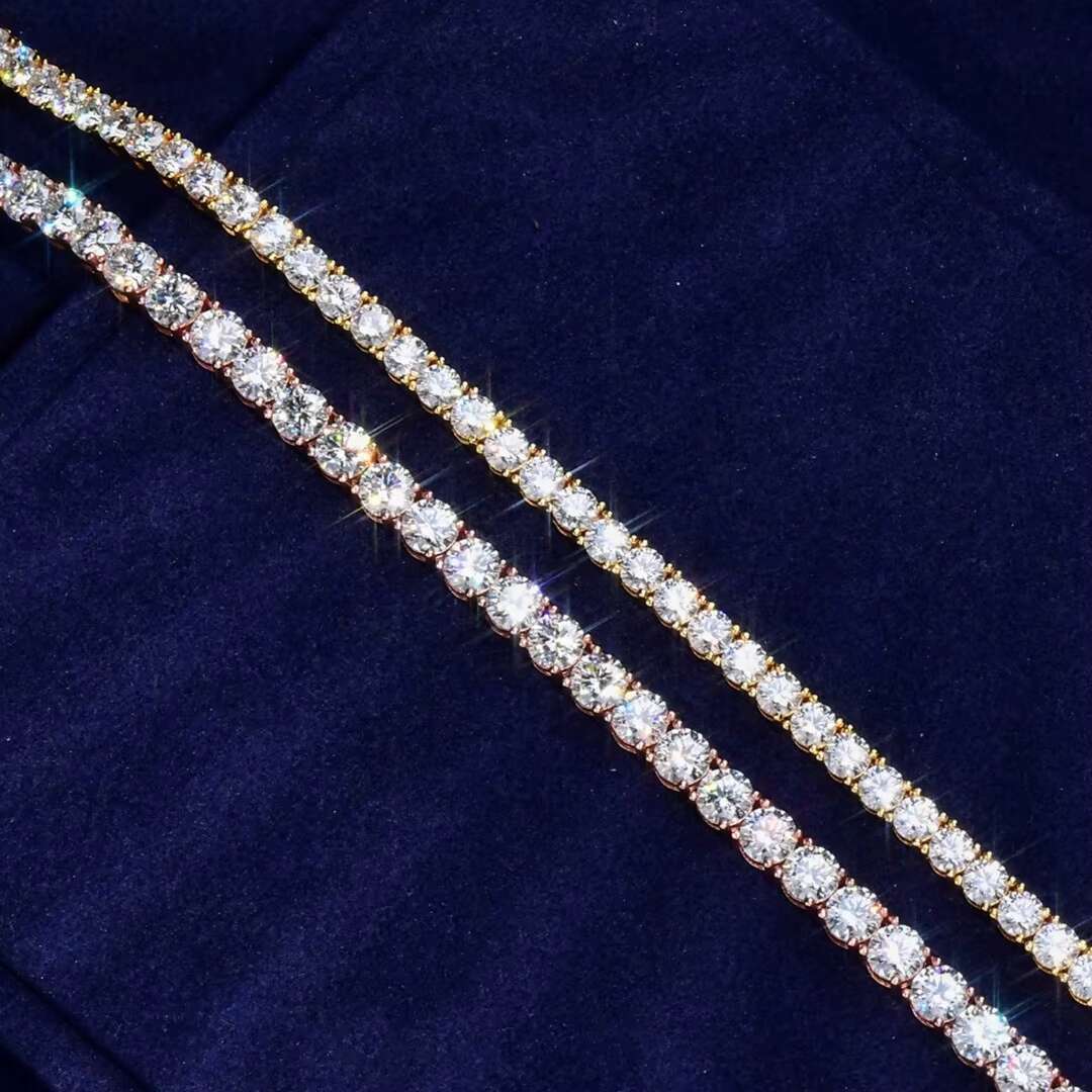 New Trend High End Hip Hop Rapper 18K Gold Plated Jewelry Custom Accept 3mm Mossanite Tennis Chain