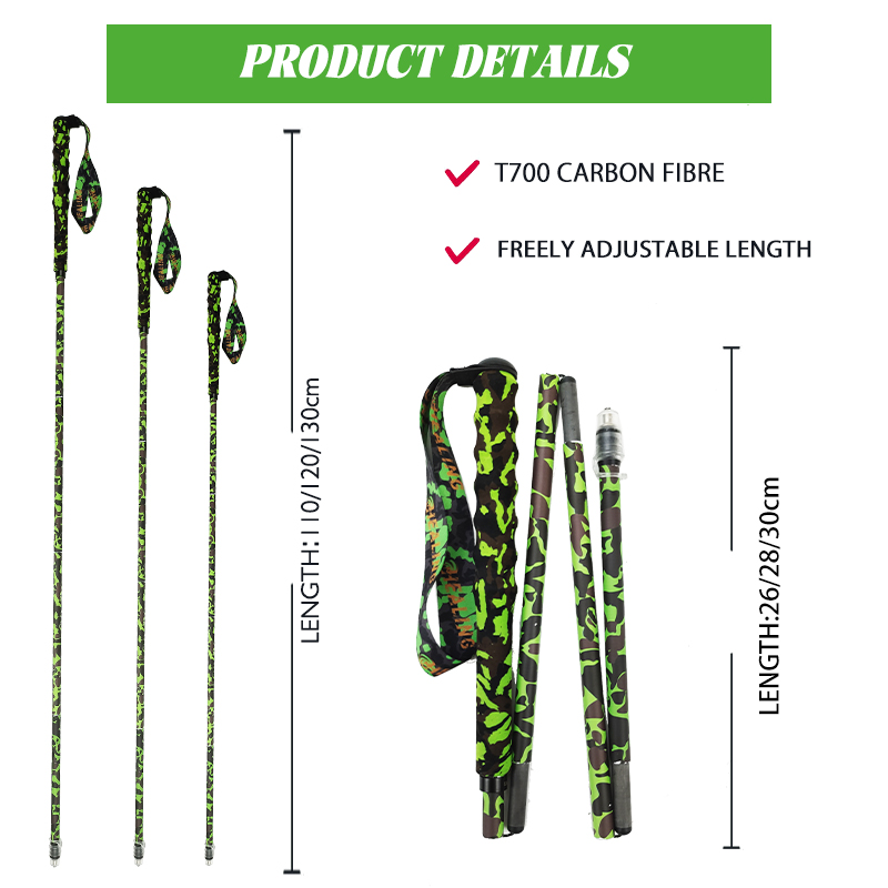 OKHEALING Carbon Hiking Poles Stick Carbon Fiber Ultra Lightweight Retractable Walking Sticks Trekking Poles Foldable Cabonfiber