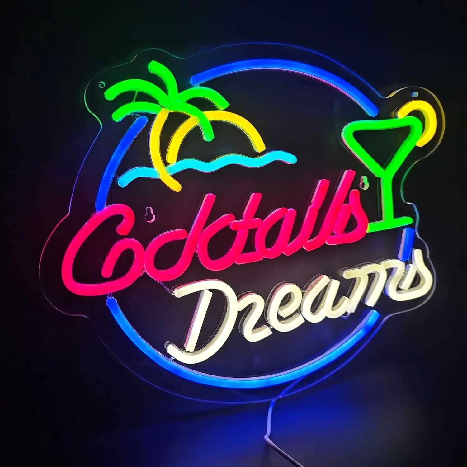Cocktails Dreams Neon Sign Game LED Neon Light Sign for Man Cave Bedroom Game Room Christmas Gift Night Light Home decorXJ250626