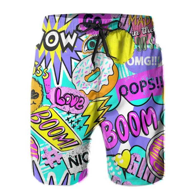 Funny Retro 80s 90s Beach Men 3d Swimming Trunks Quick Dry Board Shorts Summer Surf Boardshorts With Pocket Z260313
