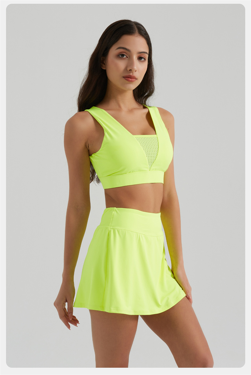 627KK Yoga Skirt Set Women Two Pieces Tank Tennis Skirts Suit Gym Sets V Neck Sports Two Piece Fitness Workout Sports Tracksuit BFA4020+BFS3020